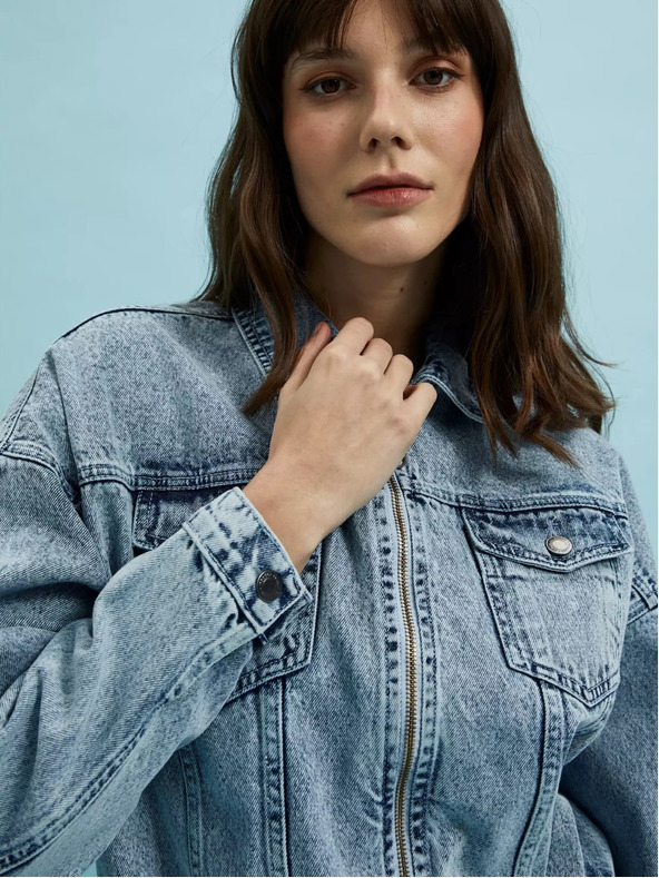 Moodo Hellblaue Jeansjacke mit Reißverschluss Moodo