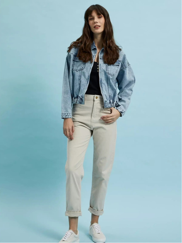 Moodo Hellblaue Jeansjacke mit Reißverschluss Moodo