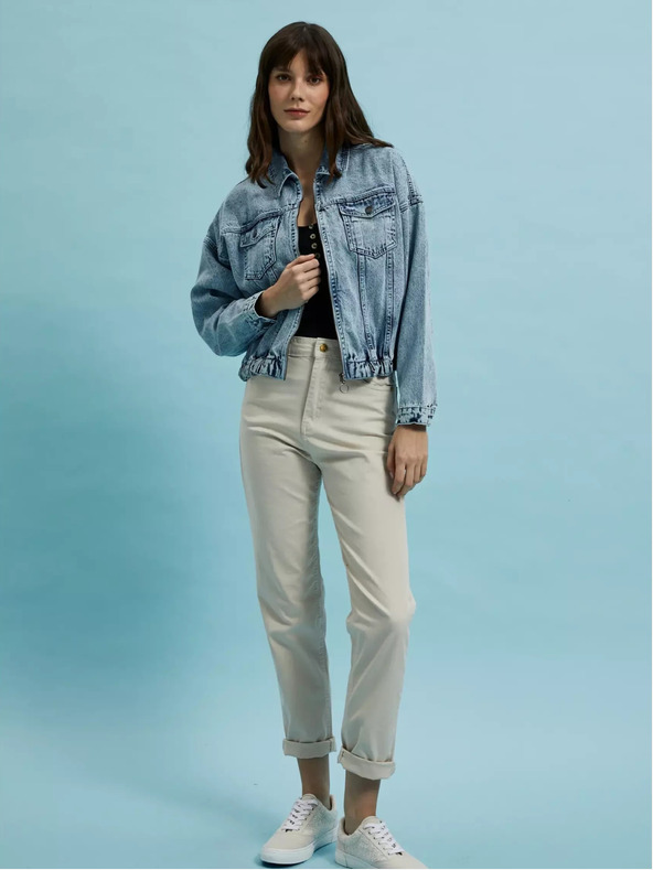 Moodo Hellblaue Jeansjacke mit Reißverschluss Moodo