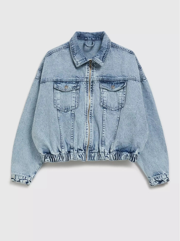 Moodo Hellblaue Jeansjacke mit Reißverschluss Moodo