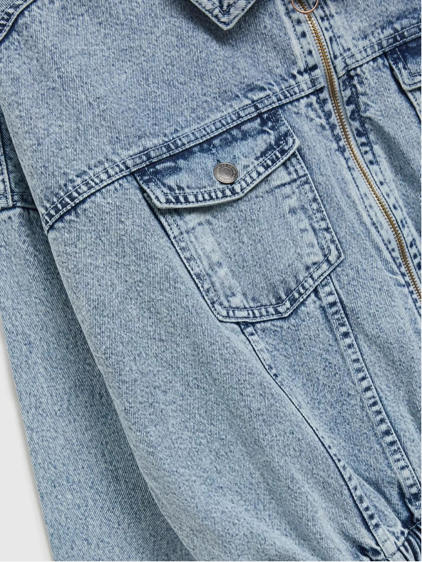 Moodo Hellblaue Jeansjacke mit Reißverschluss Moodo