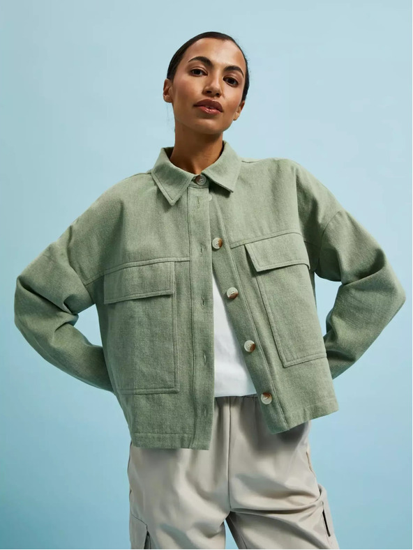 Moodo Olivgrüne Jacke mit Taschen und Kragen Moodo