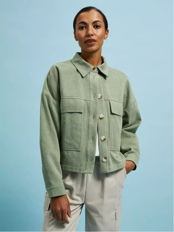 Moodo Olivgrüne Jacke mit Taschen und Kragen Moodo