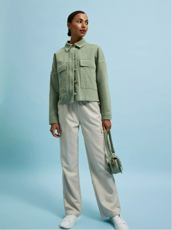 Moodo Olivgrüne Jacke mit Taschen und Kragen Moodo