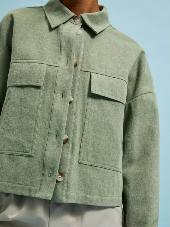 Moodo Olivgrüne Jacke mit Taschen und Kragen Moodo