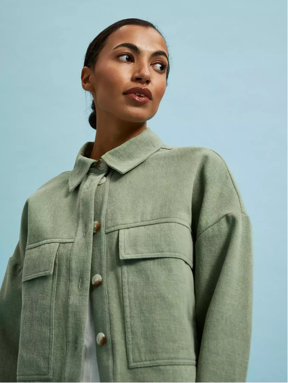 Moodo Olivgrüne Jacke mit Taschen und Kragen Moodo