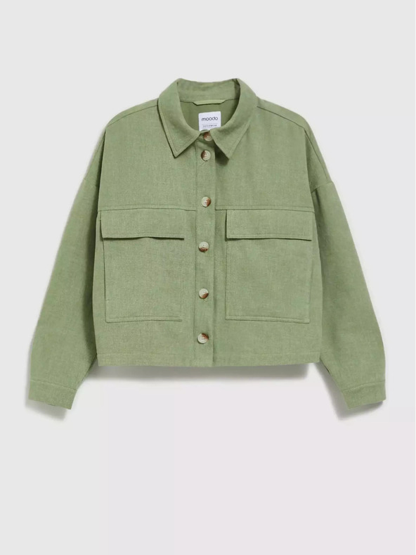 Moodo Olivgrüne Jacke mit Taschen und Kragen Moodo