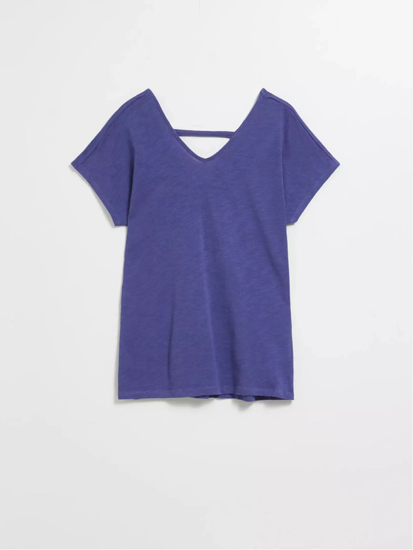 Moodo Lila T-Shirt mit V-Ausschnitt Moodo