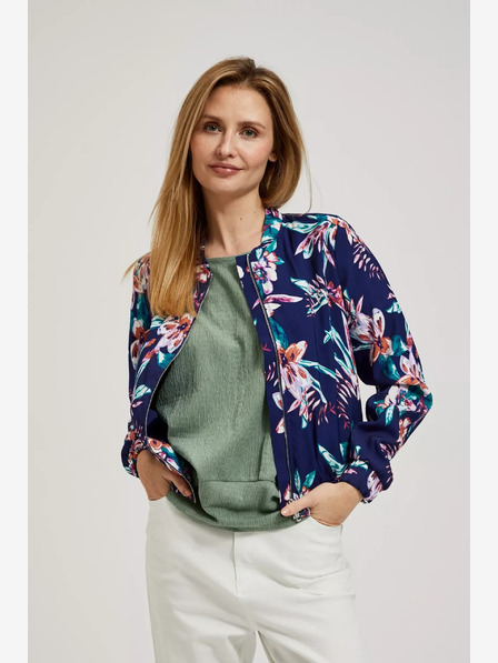 Moodo Dunkelblauer Bomber mit Blumendruck Moodo