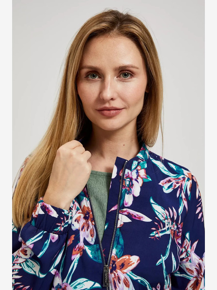 Moodo Dunkelblauer Bomber mit Blumendruck Moodo