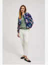 Moodo Dunkelblauer Bomber mit Blumendruck Moodo