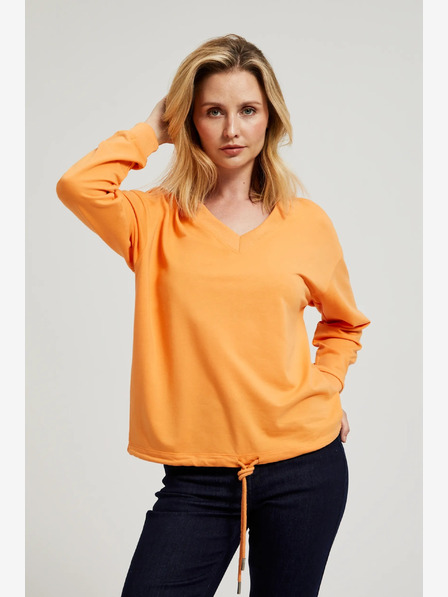 Moodo Orangefarbenes Sweatshirt mit V-Ausschnitt Moodo