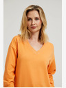 Moodo Orangefarbenes Sweatshirt mit V-Ausschnitt Moodo
