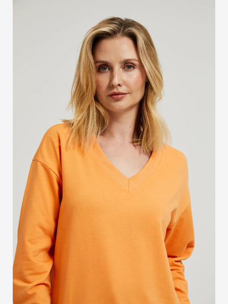 Moodo Orangefarbenes Sweatshirt mit V-Ausschnitt Moodo