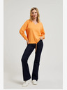 Moodo Orangefarbenes Sweatshirt mit V-Ausschnitt Moodo