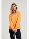 Moodo Orangefarbenes Sweatshirt mit V-Ausschnitt Moodo