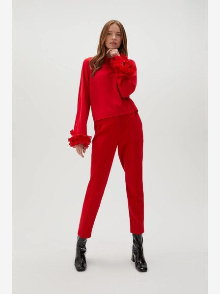 Moodo Rote gerade Hose mit Gürtel Moodo