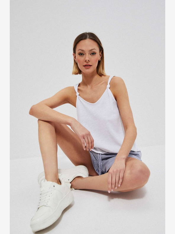 Moodo Weiß und blau gestreifte Damen-Shorts Moodo