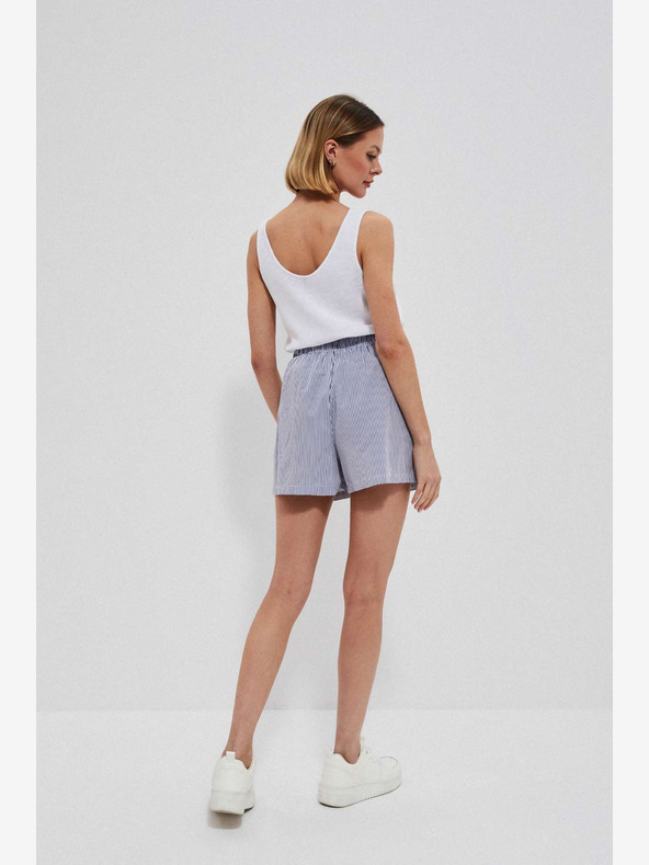 Moodo Weiß und blau gestreifte Damen-Shorts Moodo