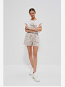 Moodo Weiß und braun gestreifte Damen-Shorts von Moodo