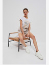 Moodo Weiß und braun gestreifte Damen-Shorts von Moodo
