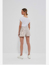 Moodo Weiß und braun gestreifte Damen-Shorts von Moodo