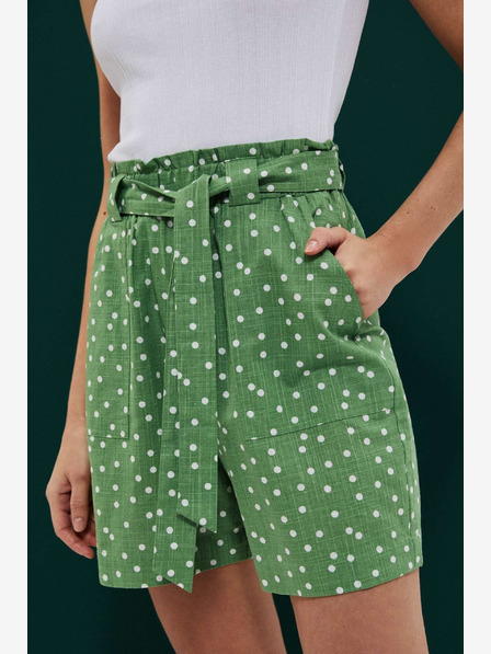 Moodo Grüne Damen Tupfen-Shorts Moodo