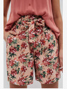 Moodo Beige geblümte Damen Shorts Moodo