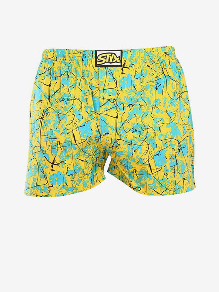 Styx Türkis und gelb gemusterte Herrenshorts Styx