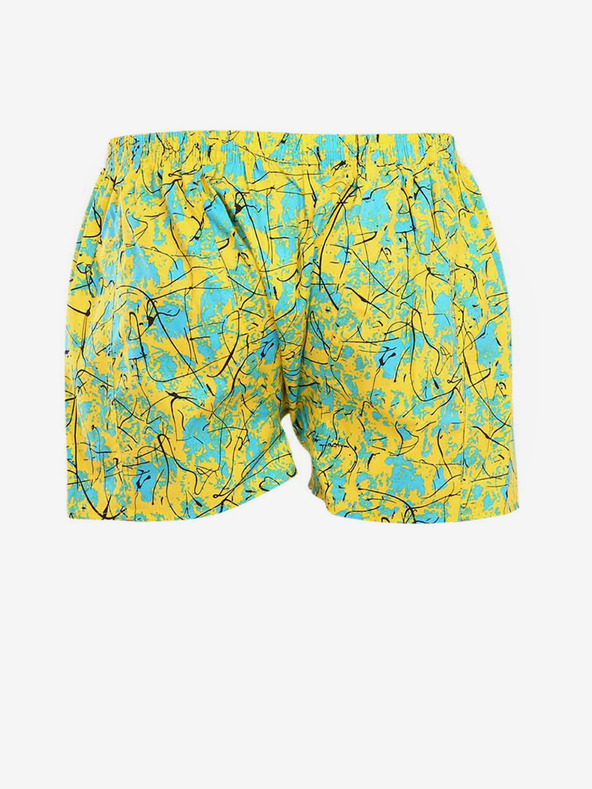 Styx Türkis und gelb gemusterte Herrenshorts Styx