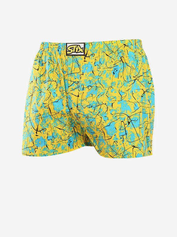 Styx Türkis und gelb gemusterte Herrenshorts Styx