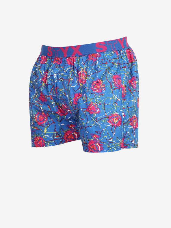 Styx Rosa und blau gemusterte Styx Shorts für Herren