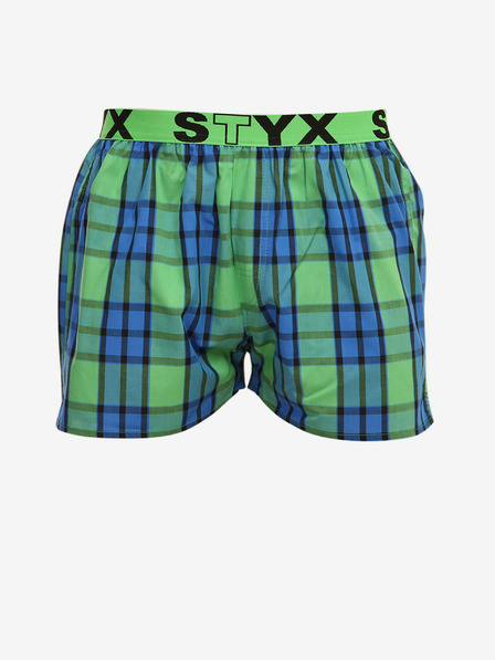 Styx Blau und grün karierte Shorts für Männer von Styx