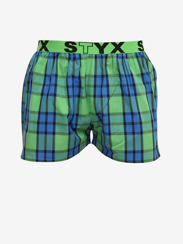 Styx Blau und grün karierte Shorts für Männer von Styx