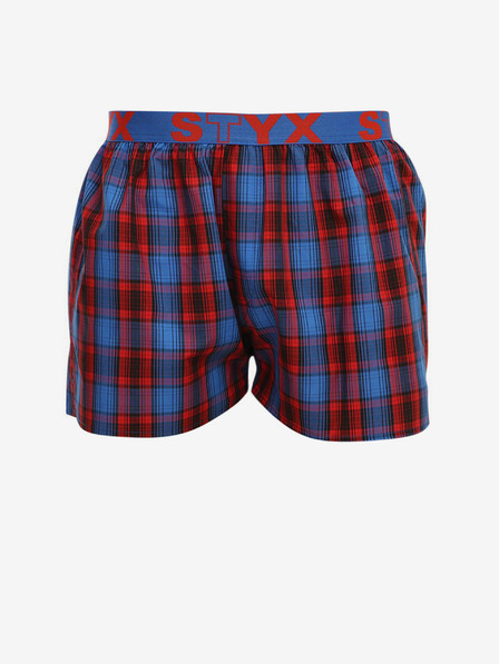 Styx Rot und blau karierte Herren-Shorts mit sportlichem Gummizug von Styx