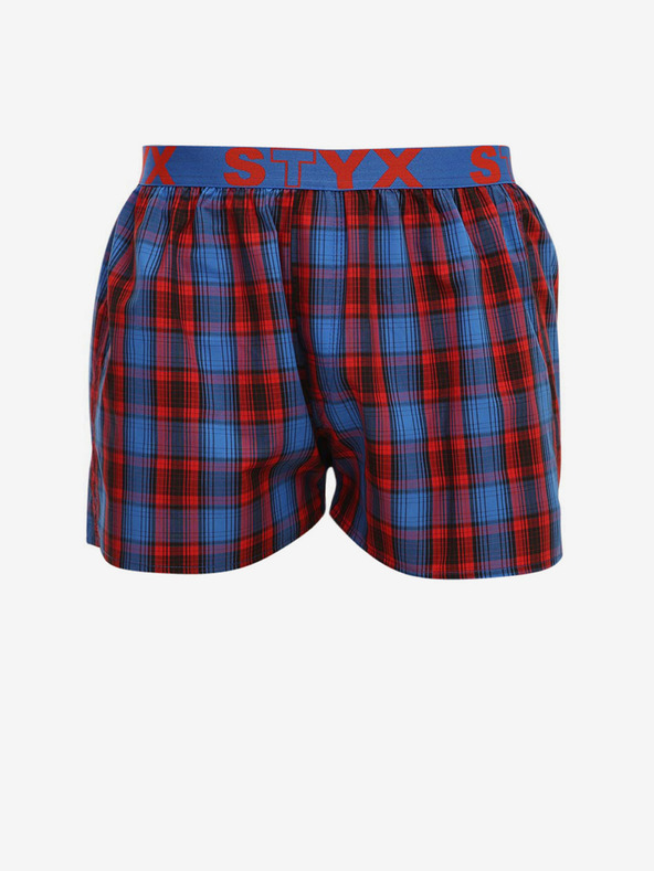 Styx Rot und blau karierte Herren-Shorts mit sportlichem Gummizug von Styx