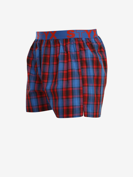 Styx Rot und blau karierte Herren-Shorts mit sportlichem Gummizug von Styx