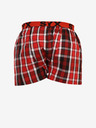 Styx Rot-schwarz karierte Herrenshorts mit Sportgummi Styx