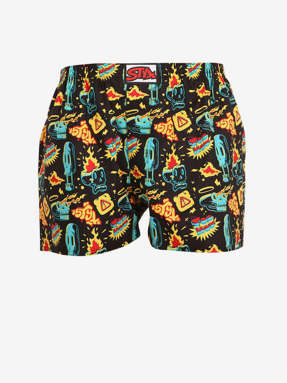 Styx Schwarz-gelb gemusterte Herrenshorts Styx art Toohot