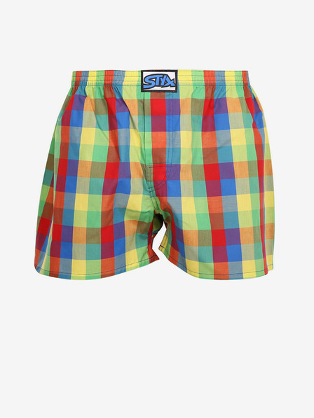 Styx Gelb-rot karierte Herrenshorts Styx