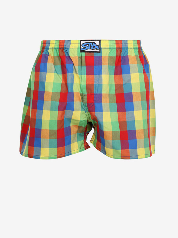Styx Gelb-rot karierte Herrenshorts Styx