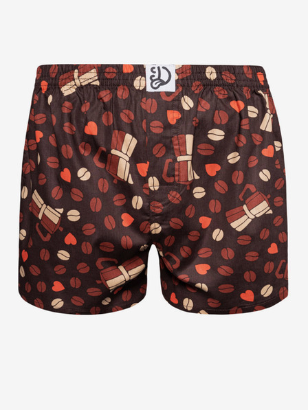 Dedoles Braun gemusterte fröhliche Shorts für Männer Dedoles Coffee love