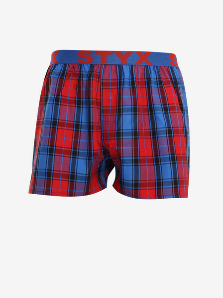 Styx Blau und rot karierte Shorts für Männer von Styx