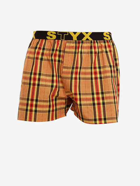 Styx Gelb-orange karierte Herren-Shorts Styx