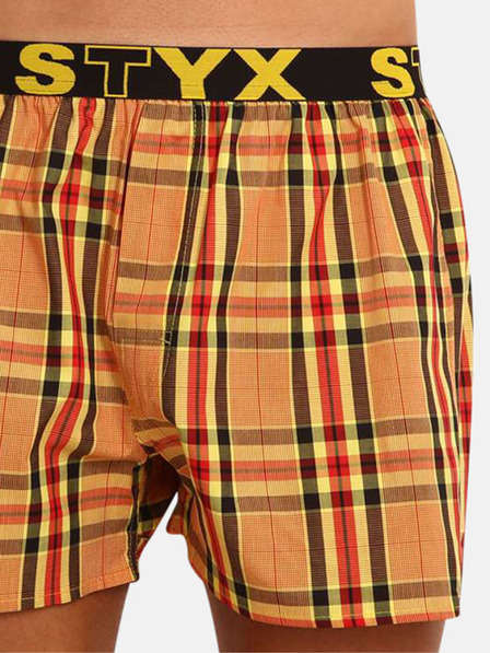 Styx Gelb-orange karierte Herren-Shorts Styx