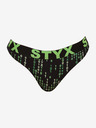 Styx Schwarzer und grüner gemusterter Damen-Tanga Styx art Code