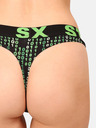 Styx Schwarzer und grüner gemusterter Damen-Tanga Styx art Code