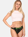 Styx Schwarzer und grüner gemusterter Damen-Tanga Styx art Code