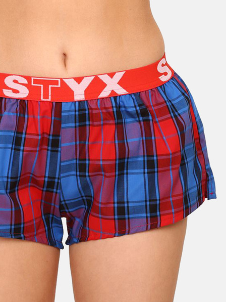Styx Rot und blau karierte Styx Schlafshorts für Damen