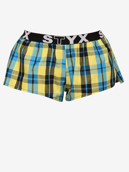Styx Blau-gelb karierte Damen-Schlafshorts von Styx